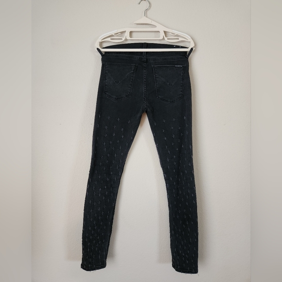 Hudson Jeans - size 26 Nico Midrise Ankle Black w/ hole pattern design down leg - Picture 6 of 12